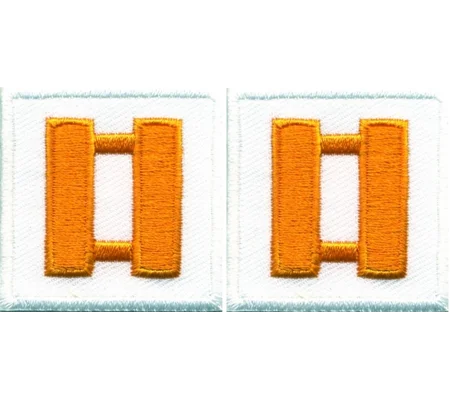 Captain Bars Embroidered Gold on White Pair