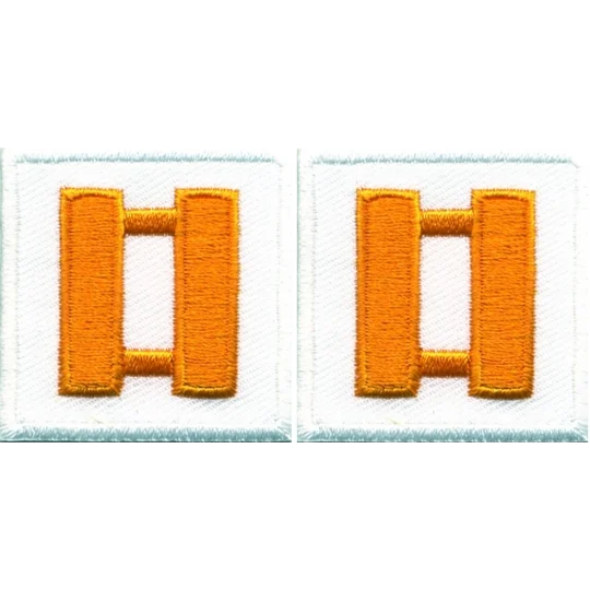 Captain Bars Embroidered Gold on White Pair