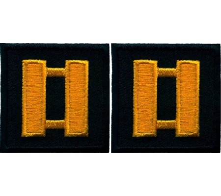Captain Bars Embroidered Dark Gold on Black Pair