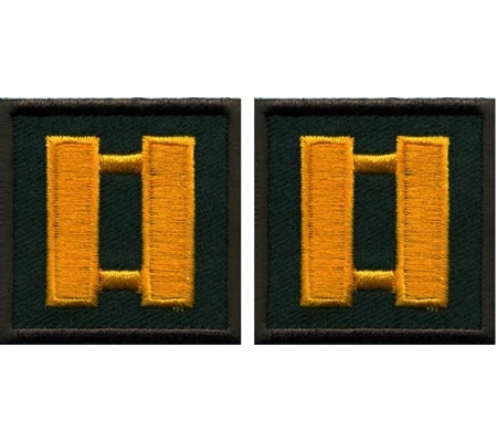 Captain Bars Embroidered Dark Gold on Brown Pair