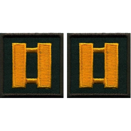 Captain Bars Embroidered Dark Gold on Brown Pair