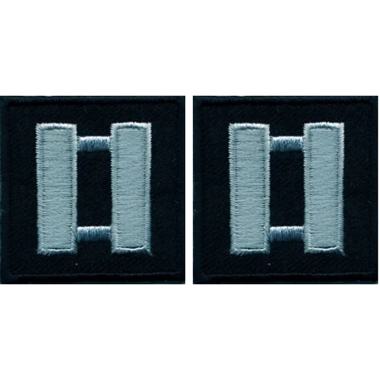 Captain Bars Embroidered Silver on Black Pair