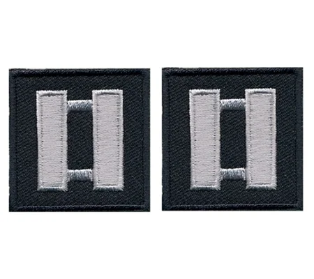 Captain Bars Embroidered Silver on Midnight Blue Pair