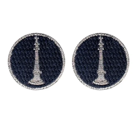 Lieutenant 1 Bugle Collar Insignia Navy Silver Embroidery