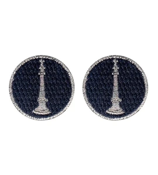 Lieutenant 1 Bugle Collar Insignia Navy Silver Embroidery