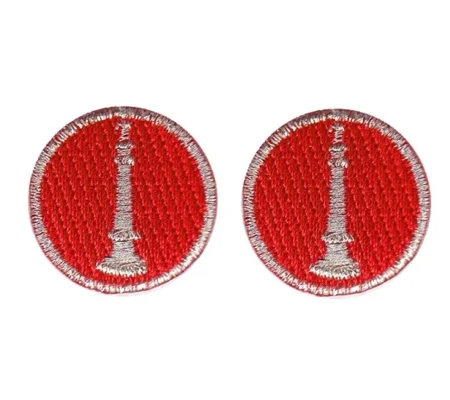 Lieutenant 1 Bugle Collar Insignia Red Silver Embroidery