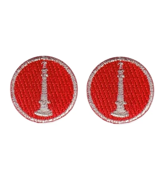 Lieutenant 1 Bugle Collar Insignia Red Silver Embroidery