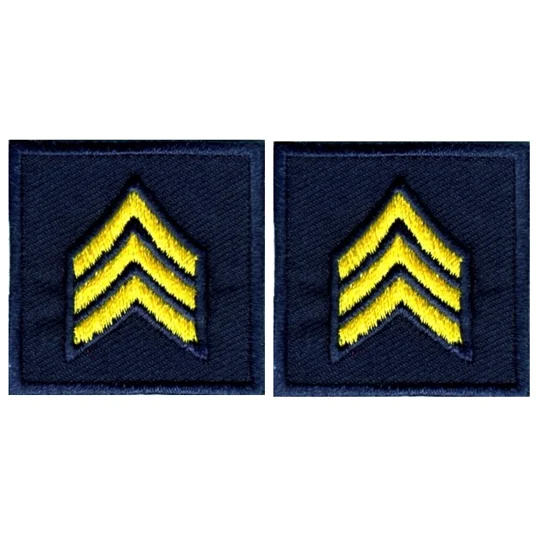 Sergeant Embroidered Medium Gold on Midnight Blue Pair