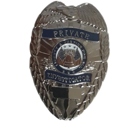 Private Investigator Shield Breast Badge Nickel Silver Closeout