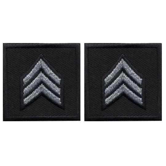 Sergeant Embroidered Silver on Midnight Blue Pair