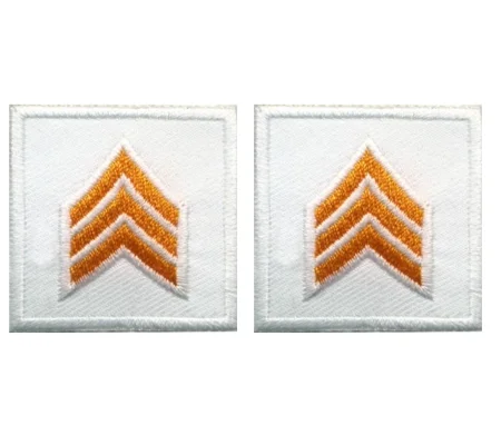 Sergeant Embroidered Gold on White Pair