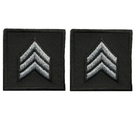 Sergeant Embroidered Silver on Black Pair