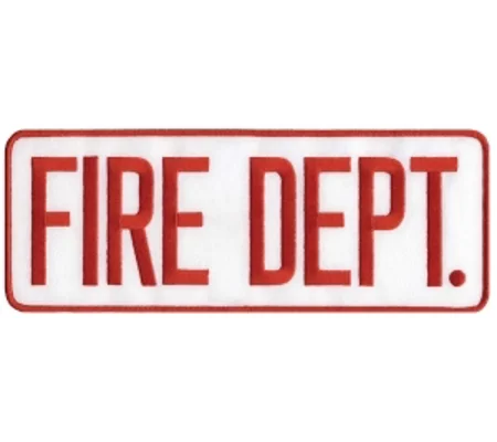 Fire Dept Back Patch Large 4 x 11 Red on White