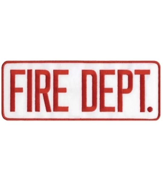 Fire Dept Back Patch Large 4 x 11 Red on White