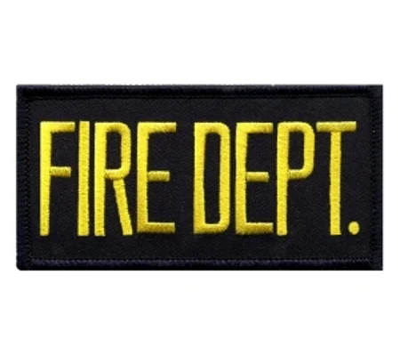 Fire Dept Front Patch 2 x 4 Gold on Midnight Blue
