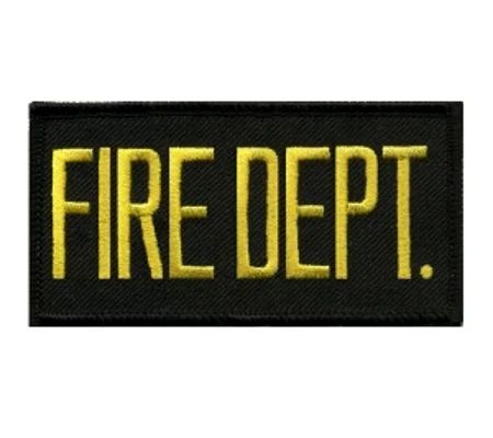 Fire Dept Front Patch 2 x 4 Gold on Black