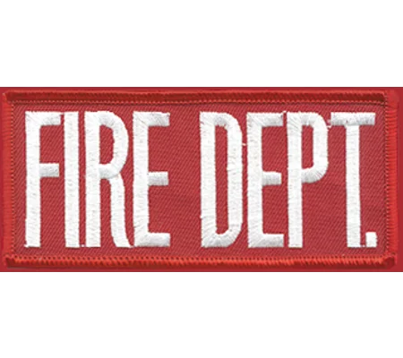 Fire Dept Front Patch 2 x 4 White on Red