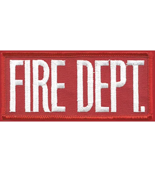 Fire Dept Front Patch 2 x 4 White on Red