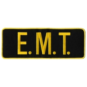 EMT Back Patch 4 X 11 Gold on Black