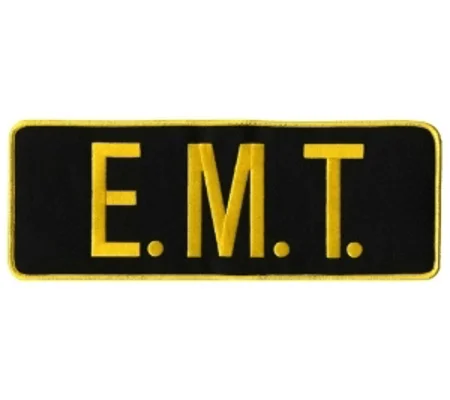 EMT Back Patch 4 X 11 Gold on Black