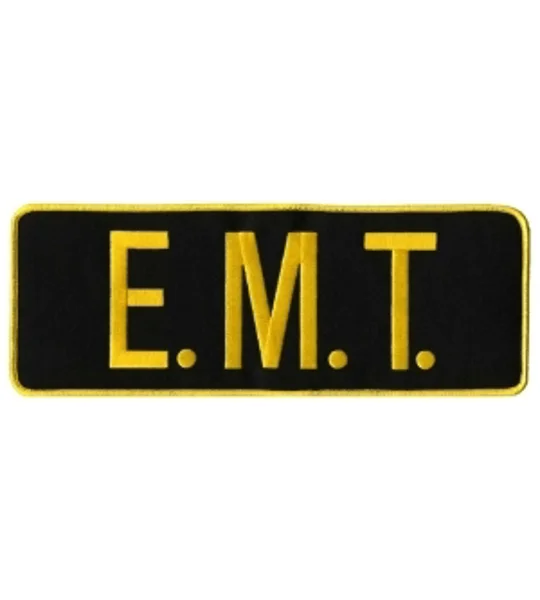 EMT Back Patch 4 X 11 Gold on Black