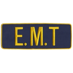 EMT Back Patch 4 X 11 Gold on Navy