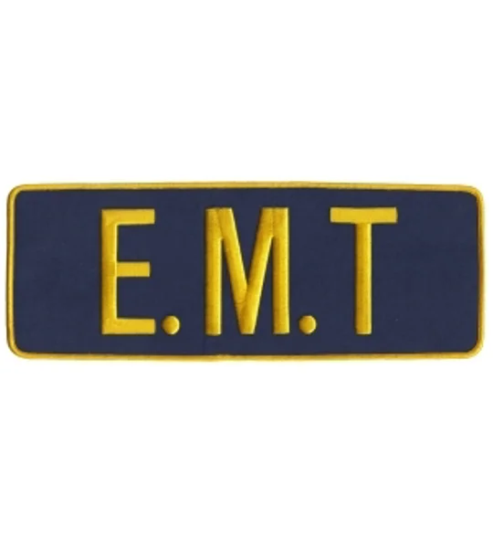 EMT Back Patch 4 X 11 Gold on Navy