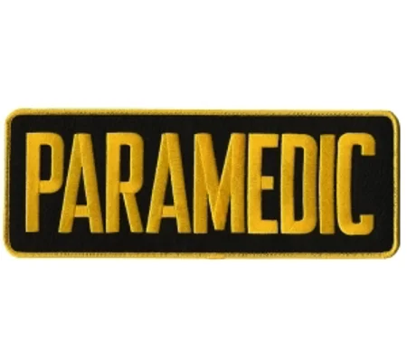 Paramedic Back Patch 4 X 11 Gold on Black