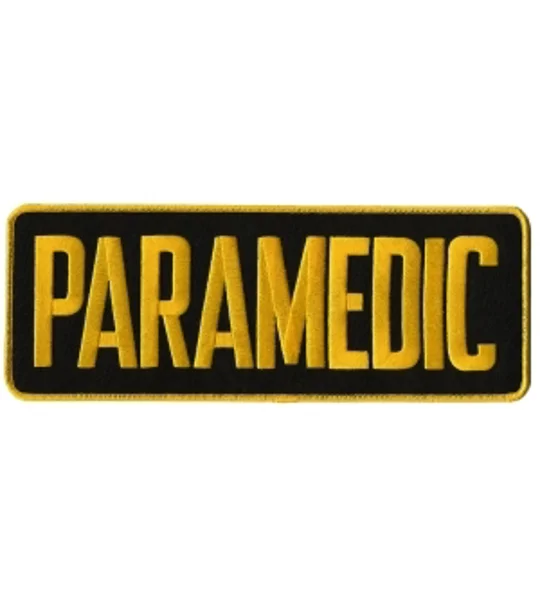 Paramedic Back Patch 4 X 11 Gold on Black