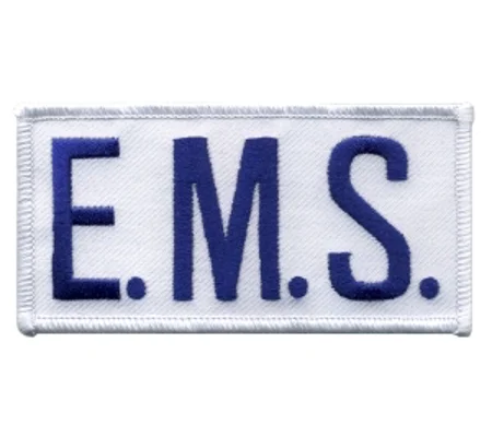 EMS Embroidered Front ID Patch Royal on White