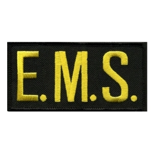 EMS Embroidered Front ID Patch Gold on Black