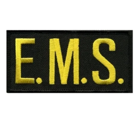 EMS Embroidered Front ID Patch Gold on Black