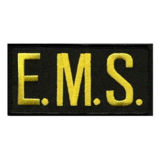 EMS Embroidered Front ID Patch Gold on Black