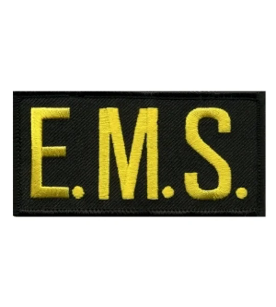 EMS Embroidered Front ID Patch Gold on Black
