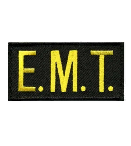EMT Embroidered Front ID Patch Gold on Black