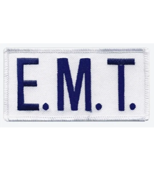 EMT Embroidered Front ID Patch Royal on White