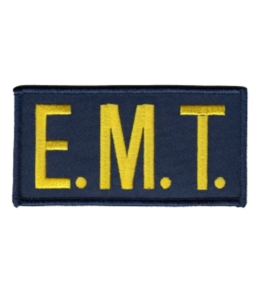 EMT Embroidered Front ID Patch Gold on Navy