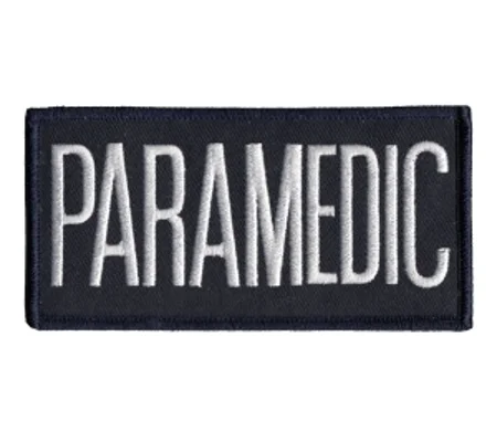 Paramedic Embroidered Front ID Patch White on Midnight Blue