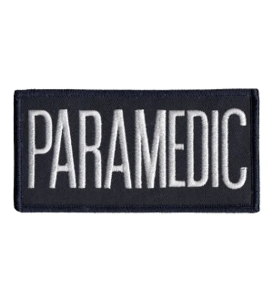 Paramedic Embroidered Front ID Patch White on Midnight Blue