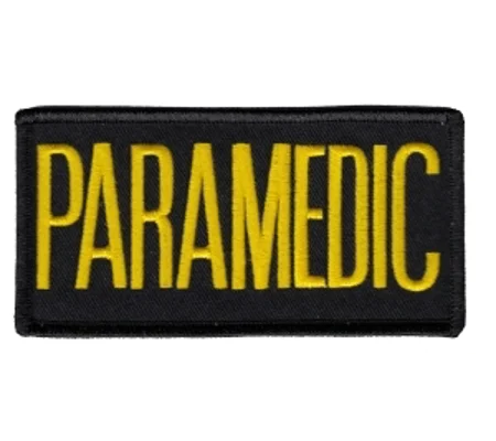 Paramedic Embroidered Front ID Patch Gold on Black