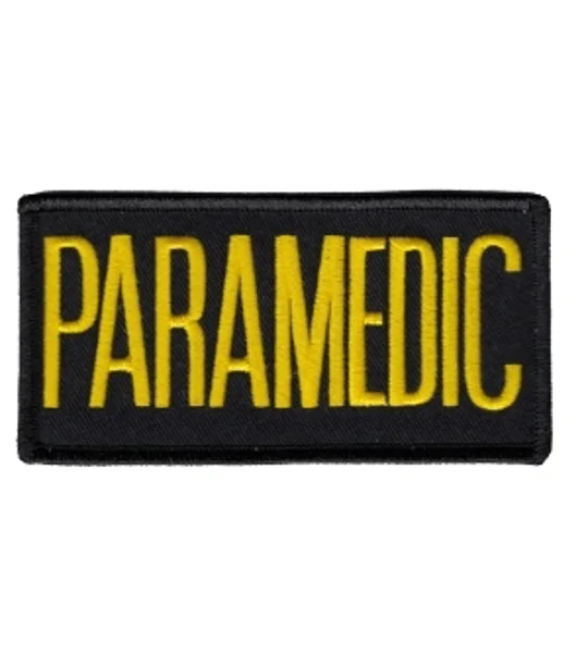 Paramedic Embroidered Front ID Patch Gold on Black