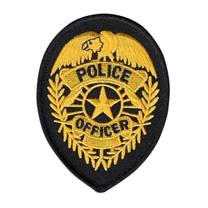 Police Officer Badge Patch Star Gold on Black