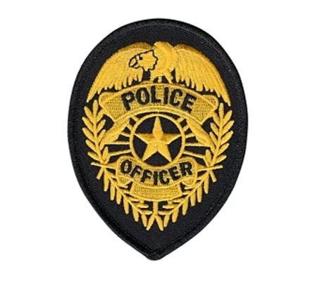 Police Officer Badge Patch Star Gold on Black