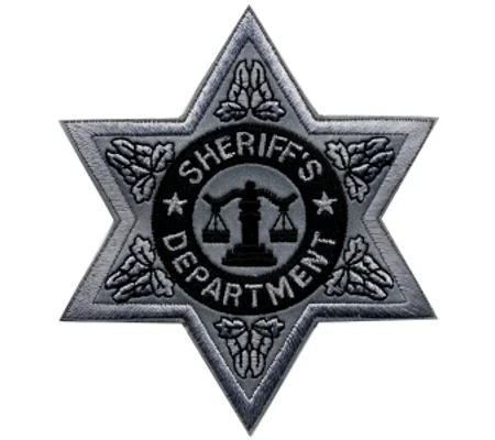 Sheriff Badge Patch 6 Point Star Reflective Silver
