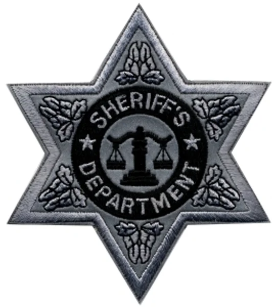 Sheriff Badge Patch 6 Point Star Reflective Silver