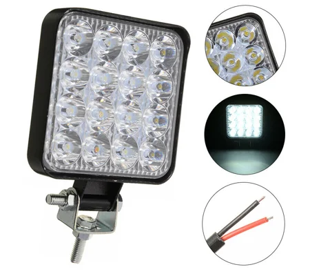 Square 48 Watt LED Work Light 12V 24V Off Road Flood Lamp