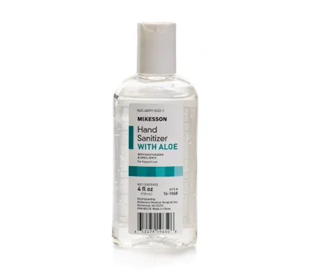 Hand Sanitizer with Aloe 4 oz. Alcohol Ethyl Gel Bottle