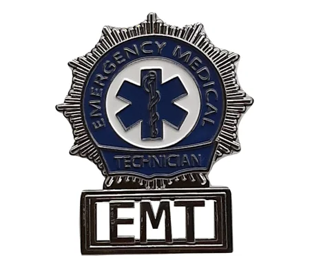 NYPD Sunburst Style EMT Emergency Medical Technician Badge Silver