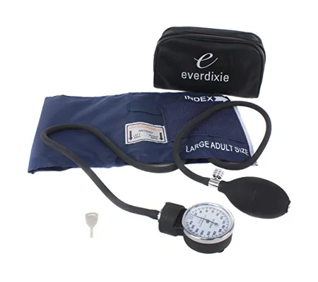 Large Adult Size Pocket Aneroid Sphygmomanometer BP Cuff Navy