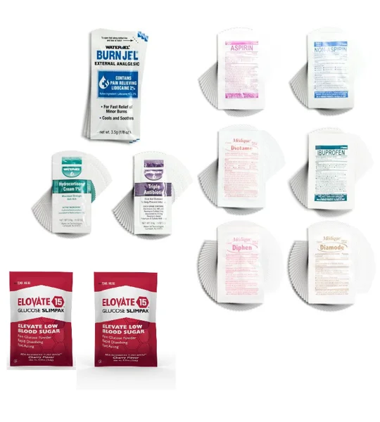 Medication Kit Box Polymer 10 Position Filled OTC Meds